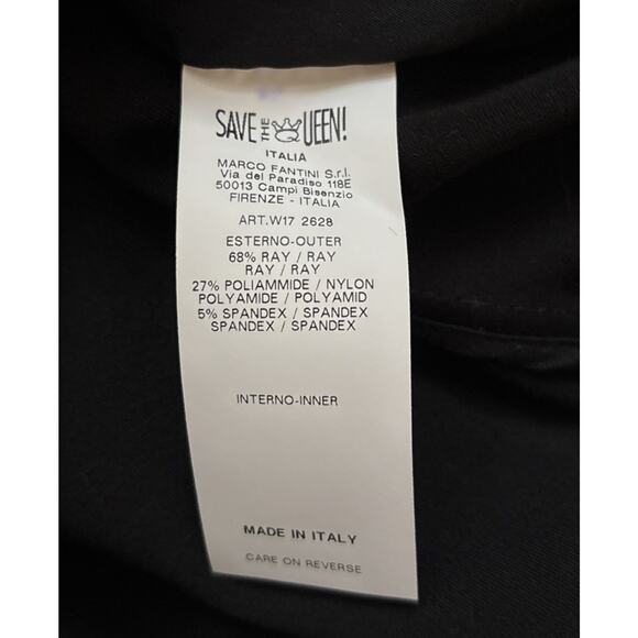 Save the Queen Italy Faux Leather Jacket Womens Medium Black Faux Fur Geometric - Picture 12 of 13